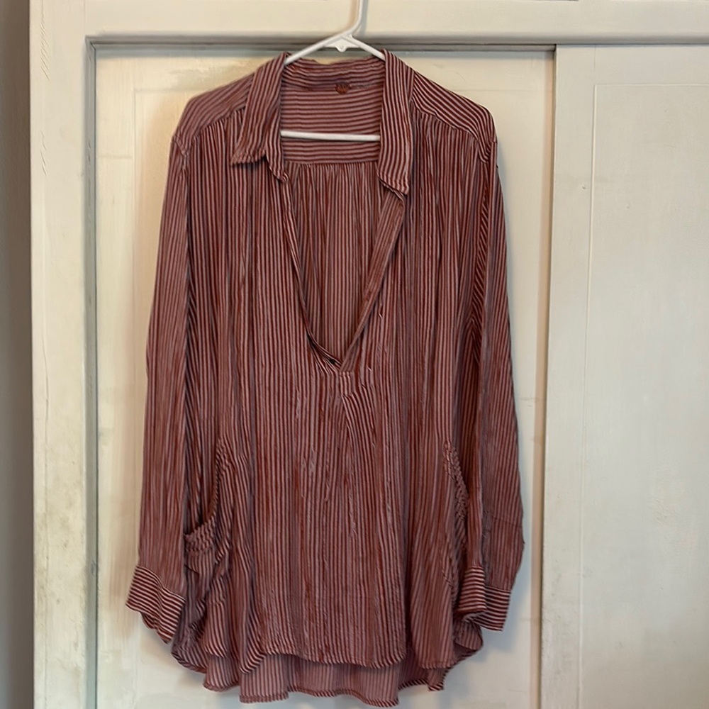 Free People Striped Red Women's Tunic